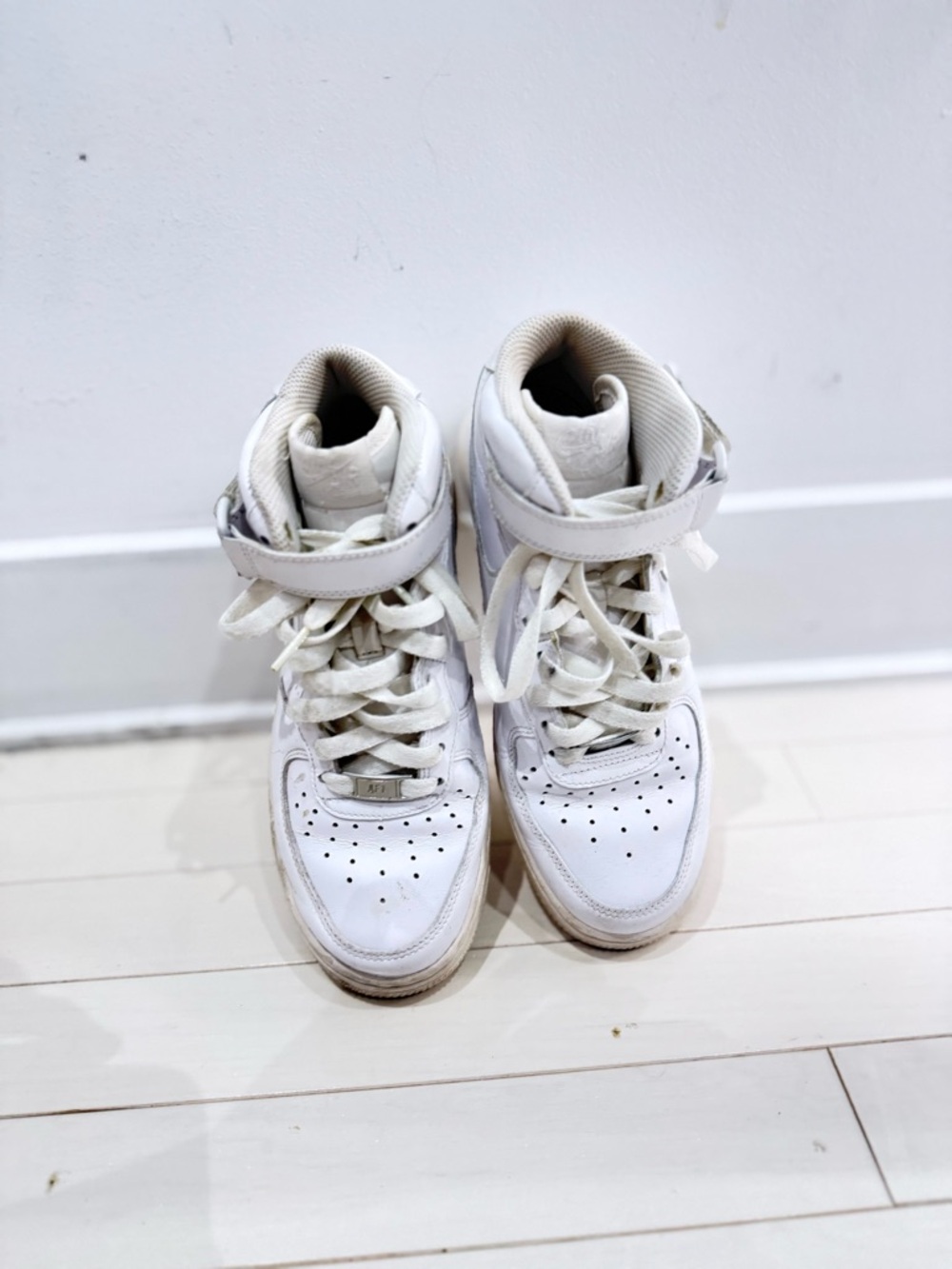Nike White High-Top Sneakers with Strap